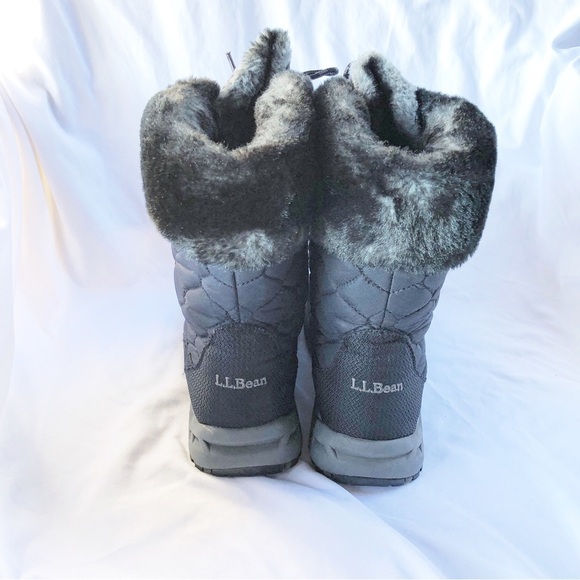 L.L. BEAN | COMMUTER FAUX FUR TRIM QUILTED WINTER SNOW BOOTS SIZE 8.5 - Picture 8 of 10